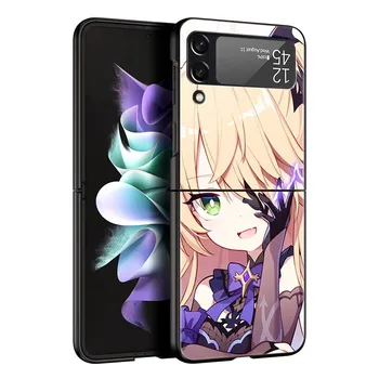 Чехол для телефона Z Flip 4 для Samsung Galaxy Z Flip 3 5G ZFlip3 Flip3 zflip Flip4, черный жесткий чехол для ПК Genshin Impact Game Shell Coque Galaxy Z Flip 5G