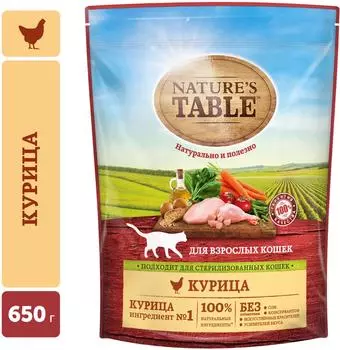 Сухой корм для кошек Natures Table Курица 650г