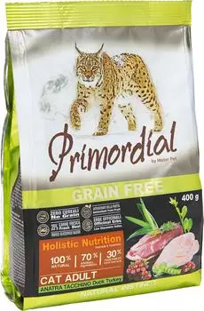 Сухой корм для кошек Primordial Утка и Индейка 400г