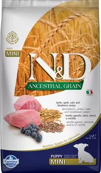 Сухой корм для щенков Farmina N&amp;D Dog Ancestral Grain низкозерновой с ягненком и черникой для мелких пород 2.5кг