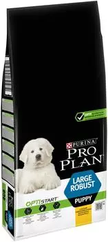 Сухой корм для щенков Pro Plan Optistart Large Robust Puppy для крупных пород мощного телосложения с курицей 12кг