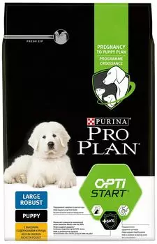 Сухой корм для щенков Pro Plan Optistart Large Robust Puppy крупных пород мощного телосложения с курицей 3кг