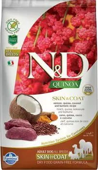 Сухой корм для собак Farmina N&amp;D Dog Quinoa беззерновой с олениной и киноа для здоровья кожи и шерсти 2.5кг