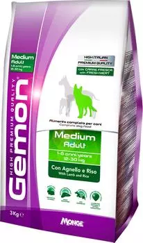 Сухой корм для собак Gemon Dog Medium для средних пород ягненок с рисом 3кг