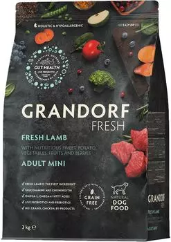 Сухой корм для собак Grandorf Fresh Dog Adult Mini Lamb&Sweet Potato Свежее мясо ягненка с бататом 3кг