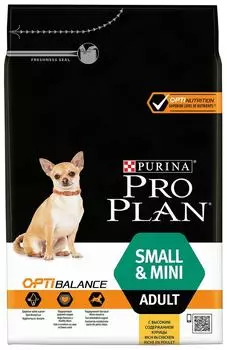Сухой корм для собак Pro Plan Optibalance Small&Mini Adult для мелких пород с курицей 3кг