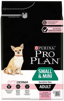 Сухой корм для собак Pro Plan Optiderma Small&Mini Adult Sensitive Skin для мелких пород для здоровья кожи и шерсти с ло