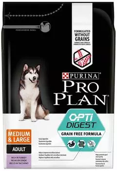 Сухой корм для собак Pro Plan Optidigest Medium&amp;Large Adult Grain Free Formula с индейкой 2.5кг