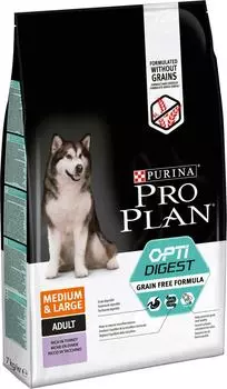 Сухой корм для собак Pro Plan Optidigest Medium&amp;Large Adult Grain Free Formula с индейкой 7кг