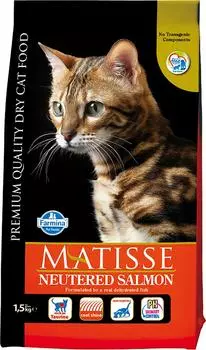 Сухой корм для стерилизованных кошек и кастрированных котов Farmina Matisse с лососем 1.5кг