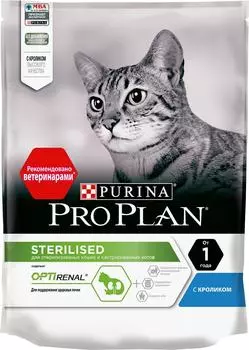Сухой корм для стерилизованных кошек Pro Plan Optirenal Sterilised с кроликом 200г