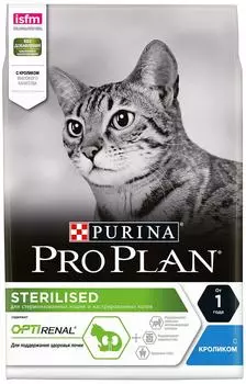 Сухой корм для стерилизованных кошек Pro Plan Optirenal Sterilised с кроликом 3кг