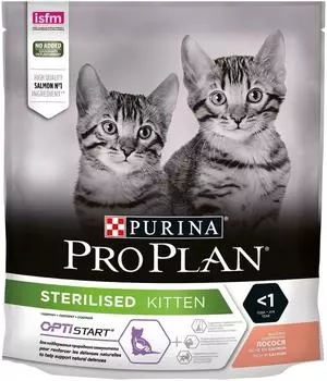 Сухой корм для стерилизованных котят Pro Plan Optistart Sterilised Kitten с лососем 400г
