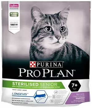 Сухой корм для стерилизованных пожилых кошек Pro Plan Longevis Sterilised Senior 7+ с индейкой 400г
