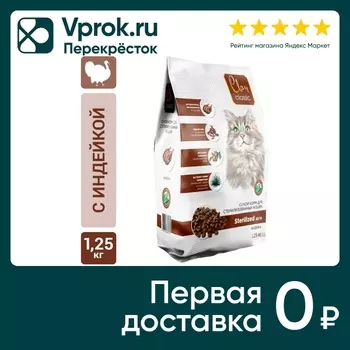 Сухой корм для кошек Clan Classic Sterilized для стерилизованных Индейка 1.25кг