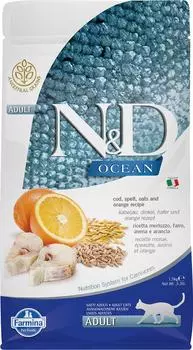 Сухой корм для кошек Farmina N&amp;D Cat Ancestral Grain низкозерновой с треской и апельсином 1.5кг