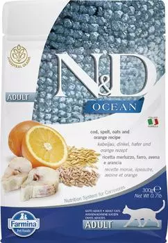 Сухой корм для кошек Farmina N&amp;D Cat Ancestral Grain низкозерновой с треской и апельсином 300г