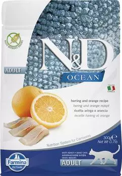 Сухой корм для кошек Farmina N&amp;D Cat Ocean беззерновой Сельдь и апельсин 300г