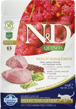 Сухой корм для кошек Farmina N&amp;D Cat Quinoa беззерновой с ягненком брокколи и киноа для контроля веса 300г