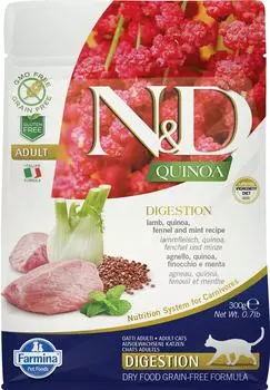 Сухой корм для кошек Farmina N&amp;D Cat Quinoa беззерновой с ягненком фенхелем и киноа для поддержки пищеварения 300г