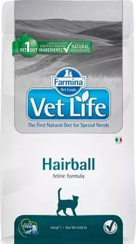 Сухой корм для кошек Farmina Vet Life Cat Hairball диетический с курицей корм способствующий выведению комочков шерсти и