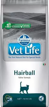 Сухой корм для кошек Farmina Vet Life Cat Hairball диетический с курицей корм способствующий выведению комочков шерсти и