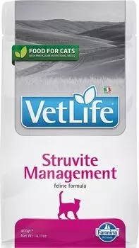 Сухой корм для кошек Farmina Vet Life Cat Struvite Management диетический с курицей Профилактика рецидивов МКБ 400г