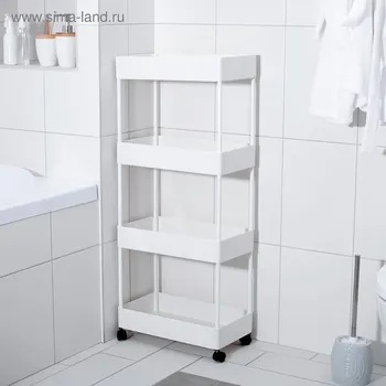 Этажерка напольная, 4-х секционная, на колесиках, 4021.790 см, белая