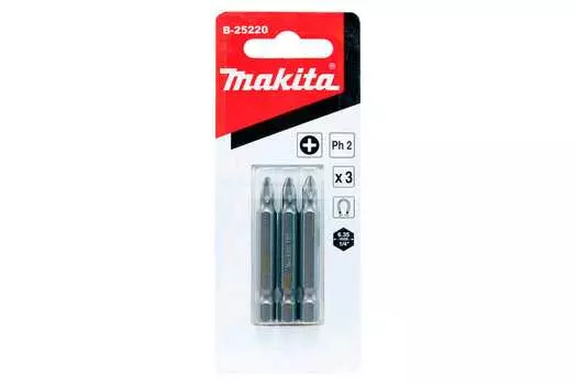 Бита Makita PH2, 50мм, 1/4 (тип Е), ударная, 3шт. (B-25220)