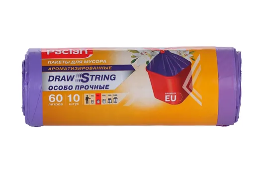 Мешки Paclan Aroma д/мусора ароматизированные в рулоне синий 60 л, 10 шт