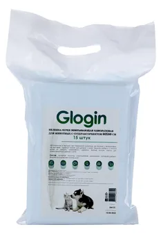 Пеленка GLOGIN super д/животных впитывающая одноразовая с суперабсорбентом 60х60 см 15 шт