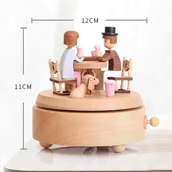 Музыкальная шкатулка с рисунком из пудры, музыкальная шкатулка с кроликом, девчачье сердце, розовый подарок на день рождения, деревянные поделки, деревянные украшения, детские игрушки для дома