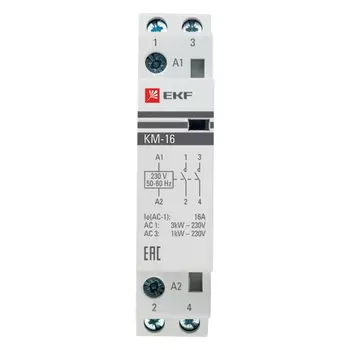 Контактор модульный EKF PROxima (km-1-16-20) 230-400 В 16 А тип AC 2Р
