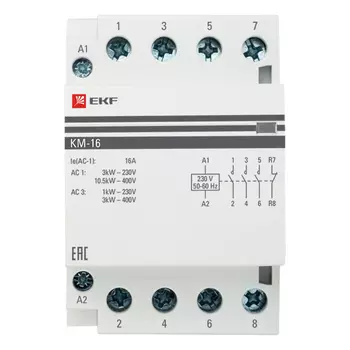 Контактор модульный EKF PROxima (km-3-16-22) 230-400 В 16 А тип AC 4Р