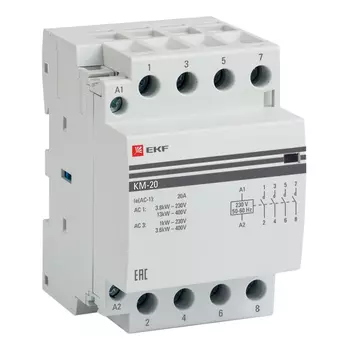 Контактор модульный EKF PROxima (km-3-20-40) 230-400 В 20 А тип AC 4Р
