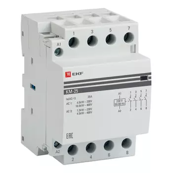 Контактор модульный EKF PROxima (km-3-25-40) 230-400 В 25 А тип AC 4Р