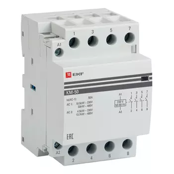 Контактор модульный EKF PROxima (km-3-50-40) 230-400 В 50 А тип AC 4Р
