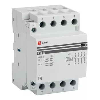 Контактор модульный EKF PROxima (km-3-63-40) 230-400 В 63 А тип AC 4Р
