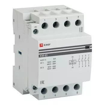 Контактор модульный EKF PROxima КМ (km-3-63-40) 220 В 63 А тип AC 4NO