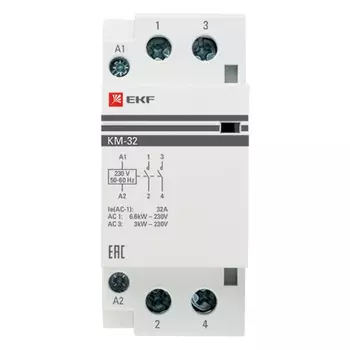 Контактор модульный EKF PROxima КМ (km-2-32-20) 230-240 В 32 А тип AC 2НО