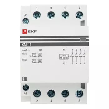 Контактор модульный EKF PROxima КМ (km-3-16-40) 230-240 В 16 А тип AC 4НО
