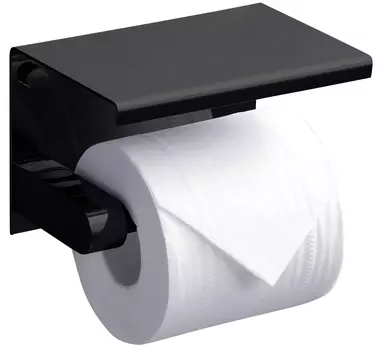 Держатель туалетной бумаги Rush Edge ED77141 Black с полкой для телефона, черный