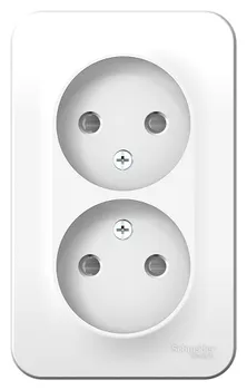 Розетка Schneider Electric BLNRA001211 2-ая б/з со шторками 16А, 250В, изолир. пластина (белый) наруж