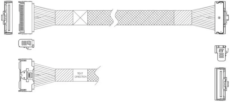 Кабель Luxshare L285MM004-SD-R MCIO x8 74P (прямой Straight Type) -TO- MCIO x8 74P (угловой Right Angle) , 85 Ohm, L:80cm