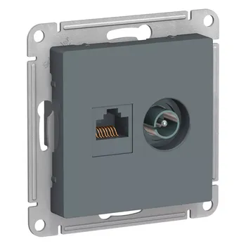 Розетка двойная комп+ТВ, RJ45+TV, кат.5E Systeme Electric AtlasDesign Грифель ATN000789