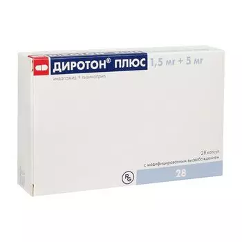 Диротон Плюс капсулы с модифицированным высвобождением 1,5мг+ 5мг 28шт