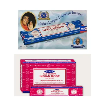 Ароматические палочки Satya Nag Champa & Indian Rose Agarbatti 1+1Combo(180 ГМ+180 ГМ ) Коробка | 12 упаковок по 15 грамм в коробке | Экспортное качество