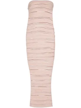 Balmain трикотажное платье миди без бретелей, нейтральный
