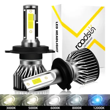 roadsun Автомобильные фары H4 LED H7 H8 H11 Светодиодная лампа для автомобильных фар H1 H3 H13 9004 9007 9005 HB3 9006 HB4 Лампы 12 В 24 В 6000 К 8000 К