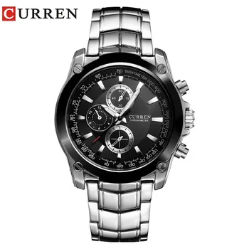 CURREN Новые лучшие мужские часы Модные деловые часы Повседневные кварцевые часы со стальным ремнем Мужские модные часы белый